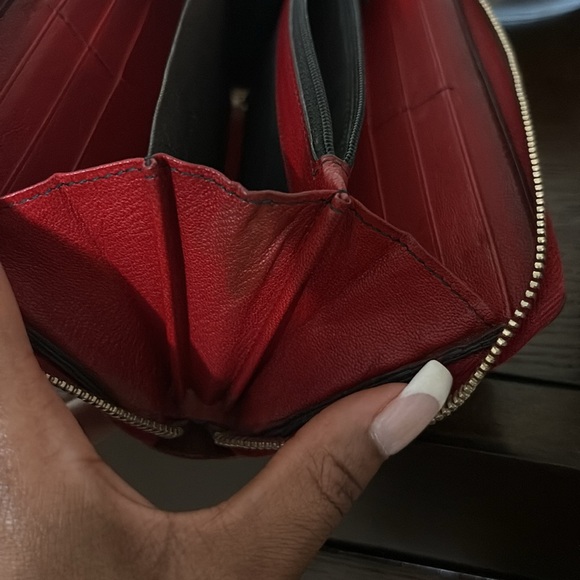 YSL Black and Red Leather Wallet - Picture 8 of 9